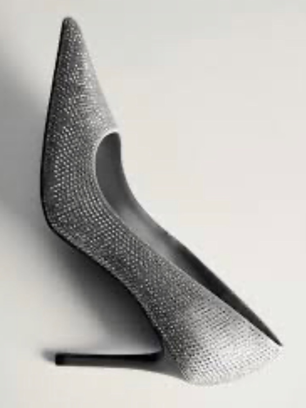 MANGO Crystal-Embellished Women's Pointed Toe Pump - Silver